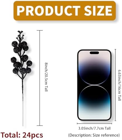 Artificial Black Berry Stems 24-Pack 87 Inch Christmas Decor