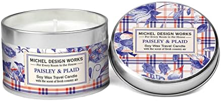 Michel Design Works Travel Tin Candle Paisley Plaid