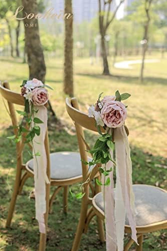 Lookein Set of 8 Pew Flowers Dusty Rose Wedding Decor