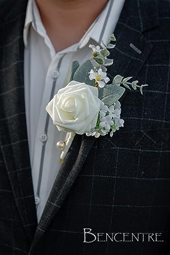Ivory Boutonniere Set for Men Prom Wedding Graduation