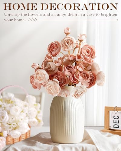 24Pcs Faux Ranunculus Flowers with 4 Blooms per Stem