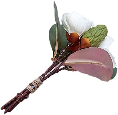 Leadigol 3Pcs White Silk Magnolia Flowers Bouquet Decoration
