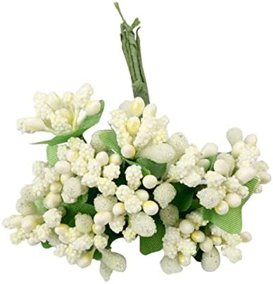 QueenBox 12 Pcs Artificial Pearl Berry Flowers for Decor