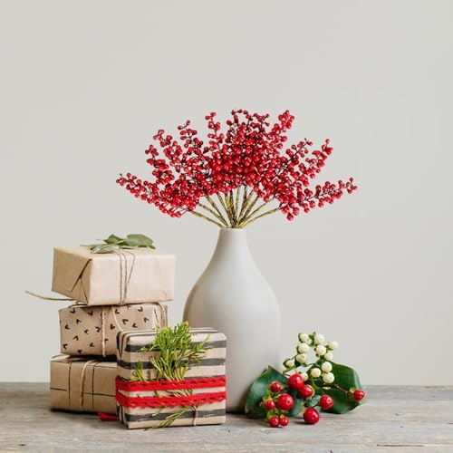 Belupai 12 Pc Orange Fall Berry Stem Decor