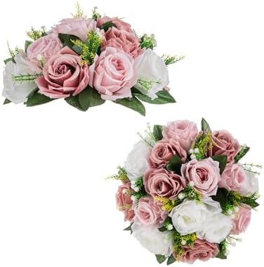 Blosmon Dusty Rose Artificial Flowers Balls 2 Pcs