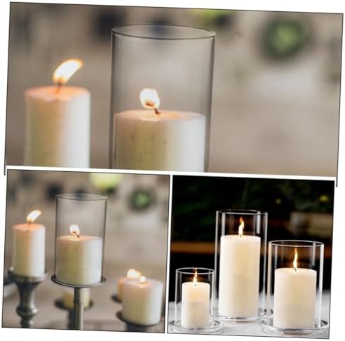 3pcs Glass Candle Holder Sleeves Windproof Cover Home Decor