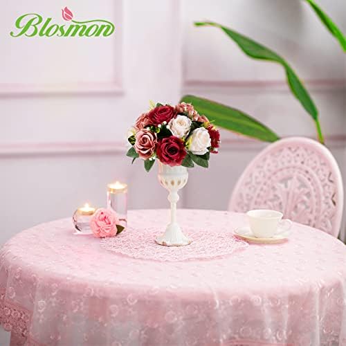 BLOSMON Flower Balls Wedding Centerpieces 10 Pcs Burgundy White Artificial Flowers