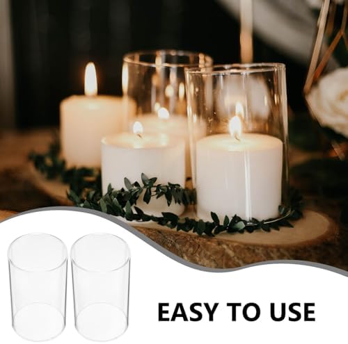 Cabilock 4pcs Glass Candle Lampshade Cover for Pillar Candles