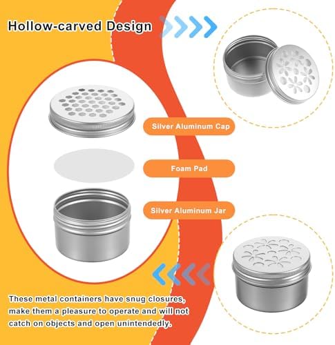 15 Pcs Aluminium Tins with Hollow Lids for Candles and Spices
