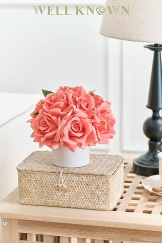 Realistic Artificial Flowers with Ceramic Vase