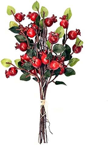 SHQ Artificial Flowers Wedding Party Decor Pomegranate Fruit Bunch Beige