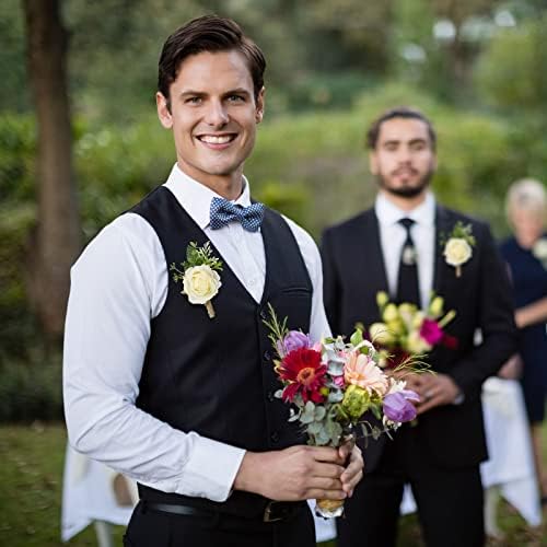 Sherr 36 Pcs White Rose Boutonniere for Men Wedding Groomsmen
