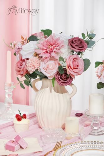 Faylifeway Silk Pink Artificial Flowers DIY Set