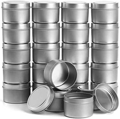 ZEAYEA 30 Pcs Silver Candle Tins 4oz Round with Lids