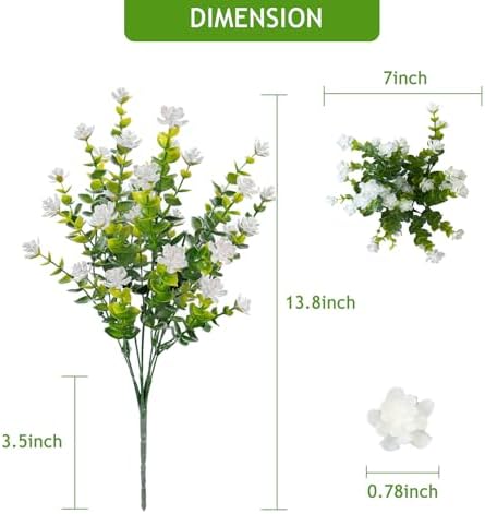 12 Bundle Artificial Flowers Set - White UV Resistant