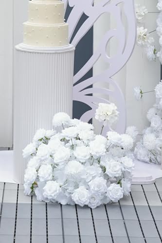 19 Inch White Artificial Flowers Ball for Wedding Aisle Floor Centerpieces