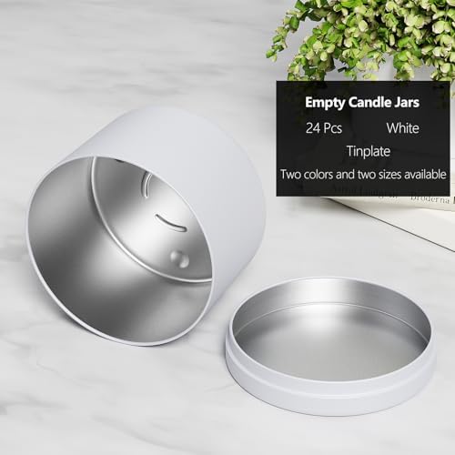 Domivirgo 24 Pcs Empty Candle Tins with Lid
