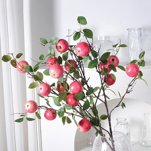 24 Pcs Artificial Apple Branches with Green Leaves and Flowers