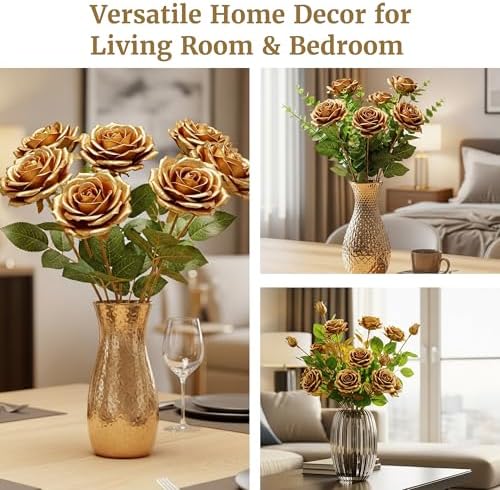 60PCS Gold Rose Artificial Flowers for Events and Decor