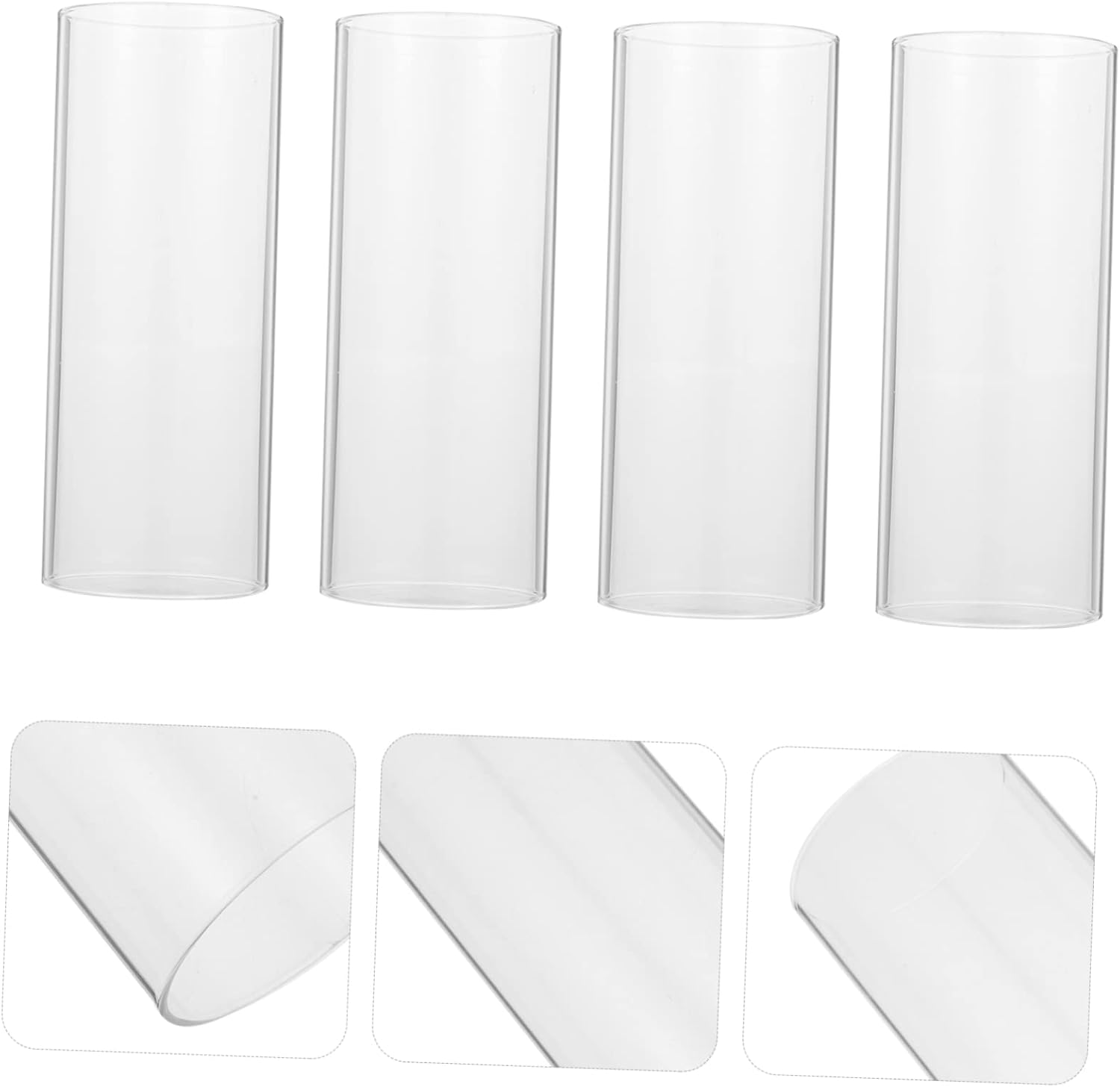 Luxshiny Clear Glass Candle Cups 4pcs Simple Decorative Holders