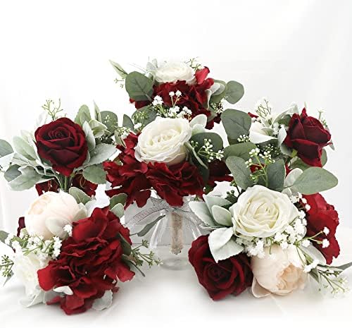 Artificial Flowers Bridesmaids Bouquets Set of 6