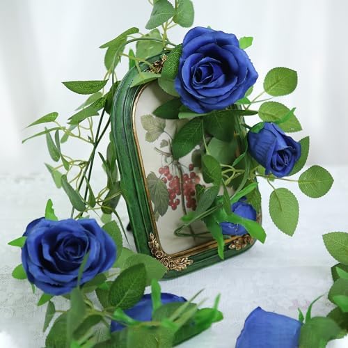 Felice Arts 2 Pack Royal Blue Artificial Rose Garland