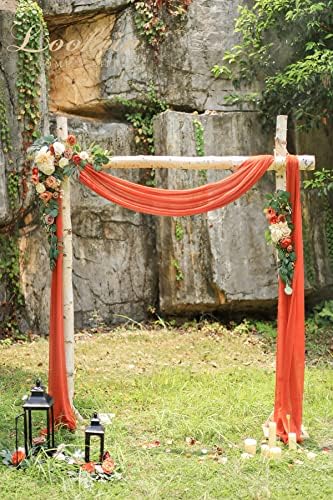 Lookein Artificial Flowers Wedding Arch Kit 3 Piece - Terracotta Chiffon