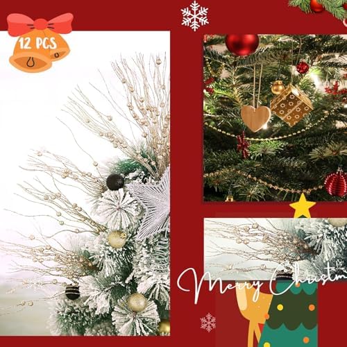 6Pcs Glitter Berry Stems for Christmas Decor