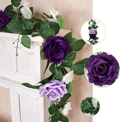 Purple Artificial Rose Garland 59 Ft Wedding Decor
