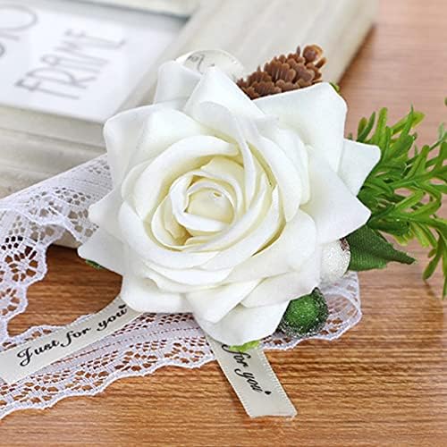 2 Pcs Simulated Rose Silk Wrist Corsage Wedding Accessory