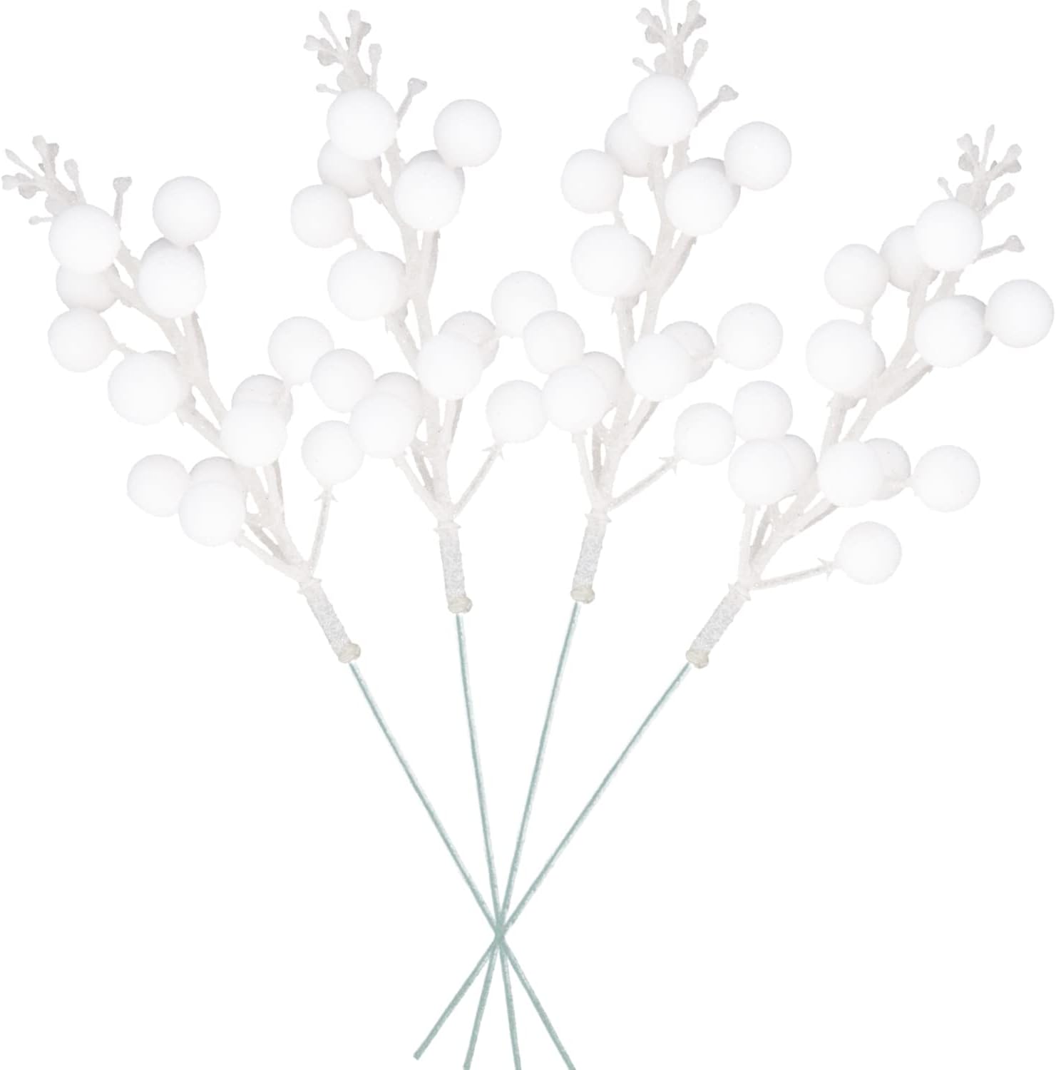Artificial White Berry Stems 24 Pack for Christmas Decor