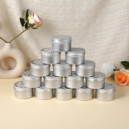 15 Pcs Aluminium Tins with Hollow Lids for Candles and Spices
