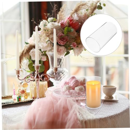 4pcs Glass Candle Holder Sleeves Windproof Covers for Home Dining Cafe