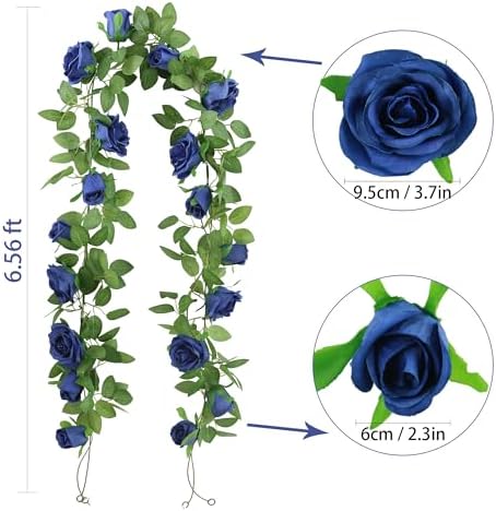 Felice Arts 2 Pack Royal Blue Artificial Rose Garland