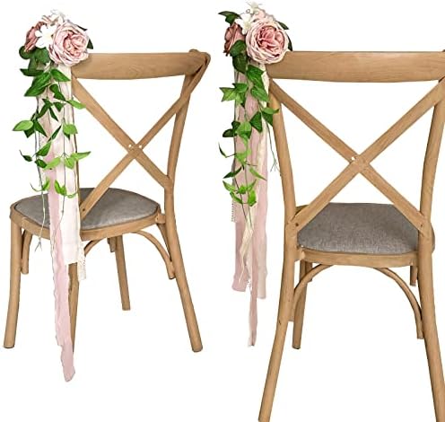 Lookein Set of 8 Pew Flowers Dusty Rose Wedding Decor
