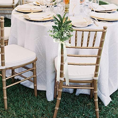 Rinlong 6Pcs Wedding Aisle Decor Artificial Eucalyptus Bows