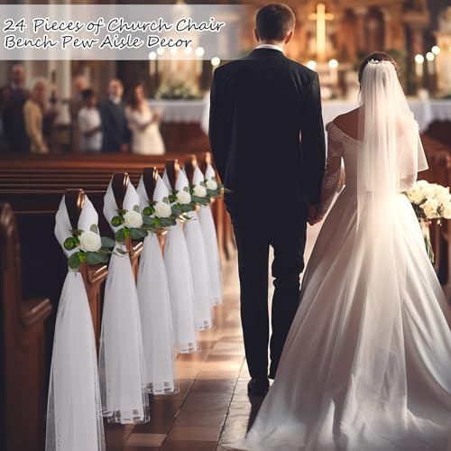 24 Piece Wedding Hydrangea Gardenia Chair Decor with Tulle Tails