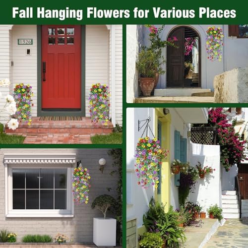 4 Pcs Artificial Hanging Flowers for Outdoor Decor