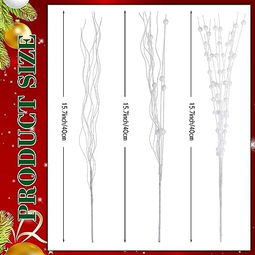 Libima 36 Pcs Glitter Berry Stem Ornaments White