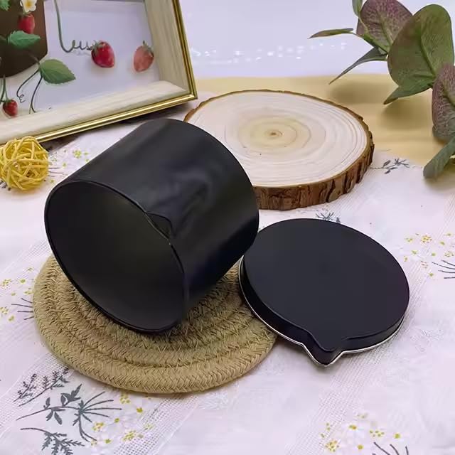 Ryaner 8-Piece Empty Massage Candle Tins Set with Pour Spout Lid - Black
