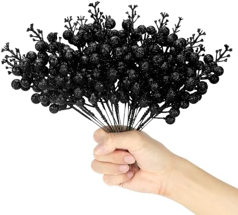 Artificial Black Berry Stems 24-Pack 87 Inch Christmas Decor