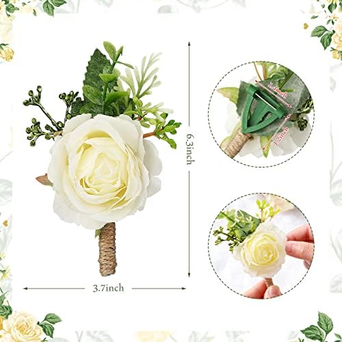 Sherr 36 Pcs White Rose Boutonniere for Men Wedding Groomsmen