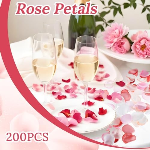 200 Pcs Artificial Silk Rose Petals for Wedding Decor