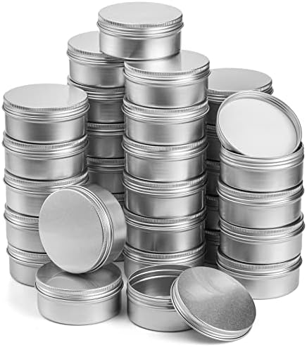Foraineam 48 Pack 4 Oz Screw Lid Metal Round Tins