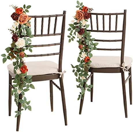 Fall Wedding 10pcs Chair Decorations Orange Terracotta Floral Swag