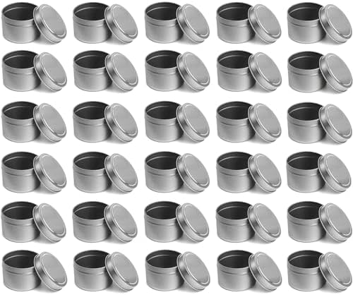 ZEAYEA 30 Pcs Silver Candle Tins 4oz Round with Lids