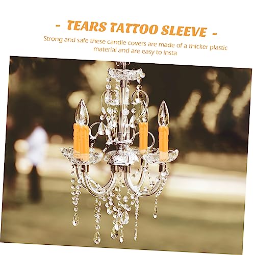 20pcs Lightweight Plastic Candle Sleeves with Drip Design for Home and Events