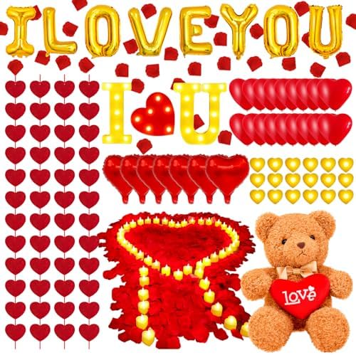 Romantic Decoration Set with Rose Petals and Candles
