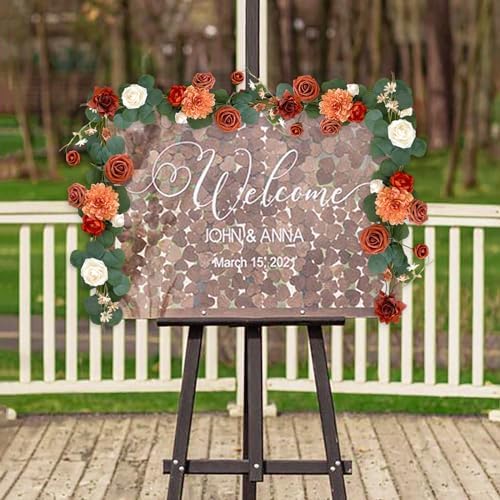 2PCS Artificial Rose Terracotta Garland Burnt Orange Wedding Decor