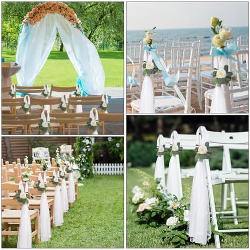 24 Piece Wedding Hydrangea Gardenia Chair Decor with Tulle Tails